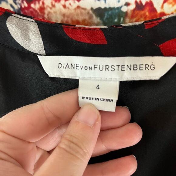 Diane Von Furstenberg Fleurette Silk Mini Dress Butterfly Sleeves Size 4 - Picture 3 of 8